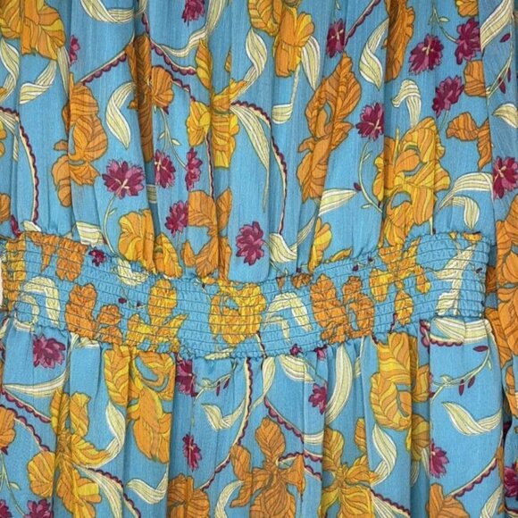 NWT Sofia Vergara 2-Way Off Shoulder Midi Dress Caneel Bay L Smocked - Picture 5 of 13